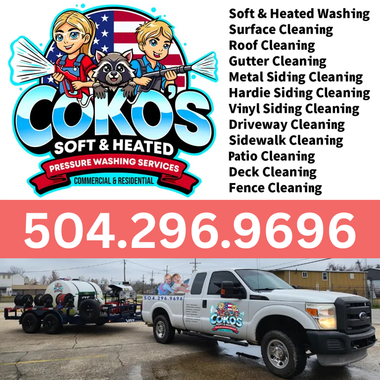504.296.9696 Call CoKo’s Pressure Washing at 504-296-9696