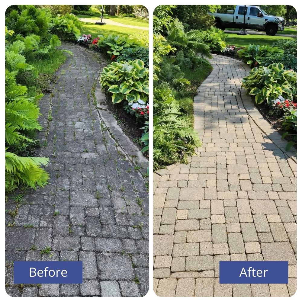 Before and after (2) Before and after professional pressure washing results in New Orleans