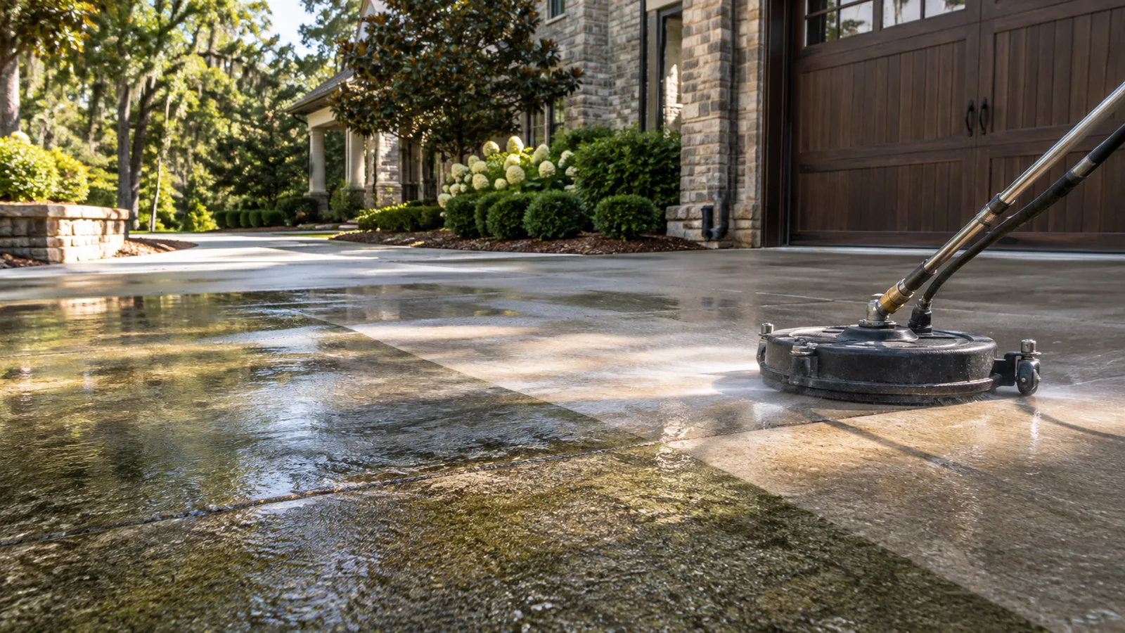 Generated service illustration for Can Pressure Washing Damage Concrete